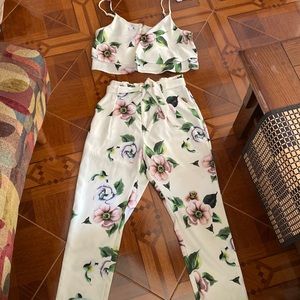 Floral Two-Piece Pant Set